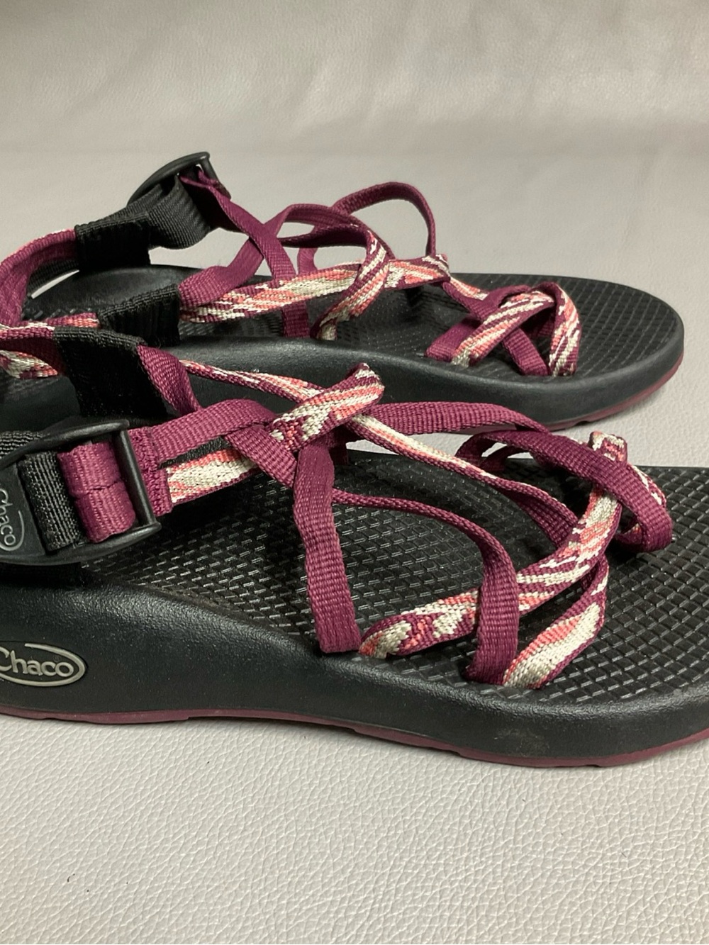 Chaco Women's Strappy Sandal in Plum and Cream